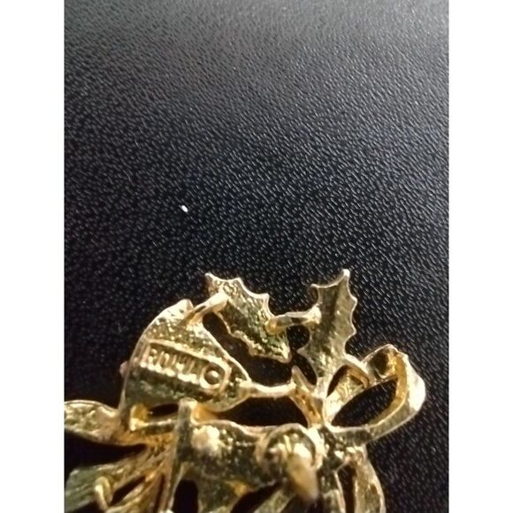 Roma gold tone holiday bell brooch - Picture 3 of 8